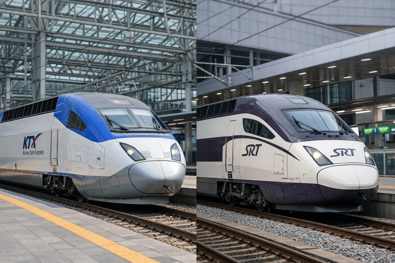 KTX and SRT high-speed trains in South Korea